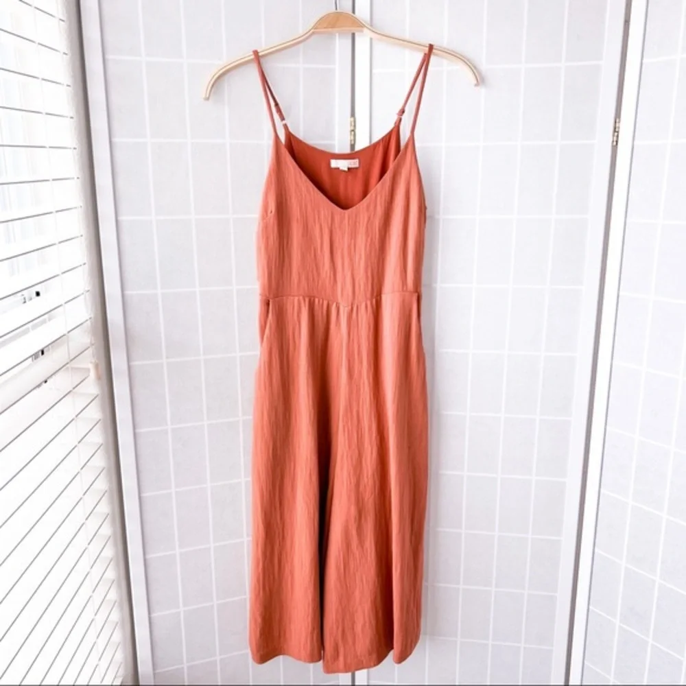 GIANNI BINI Orange Woven V Neck Cropped Wide Leg Jumpsuit - Picture 9 of 14